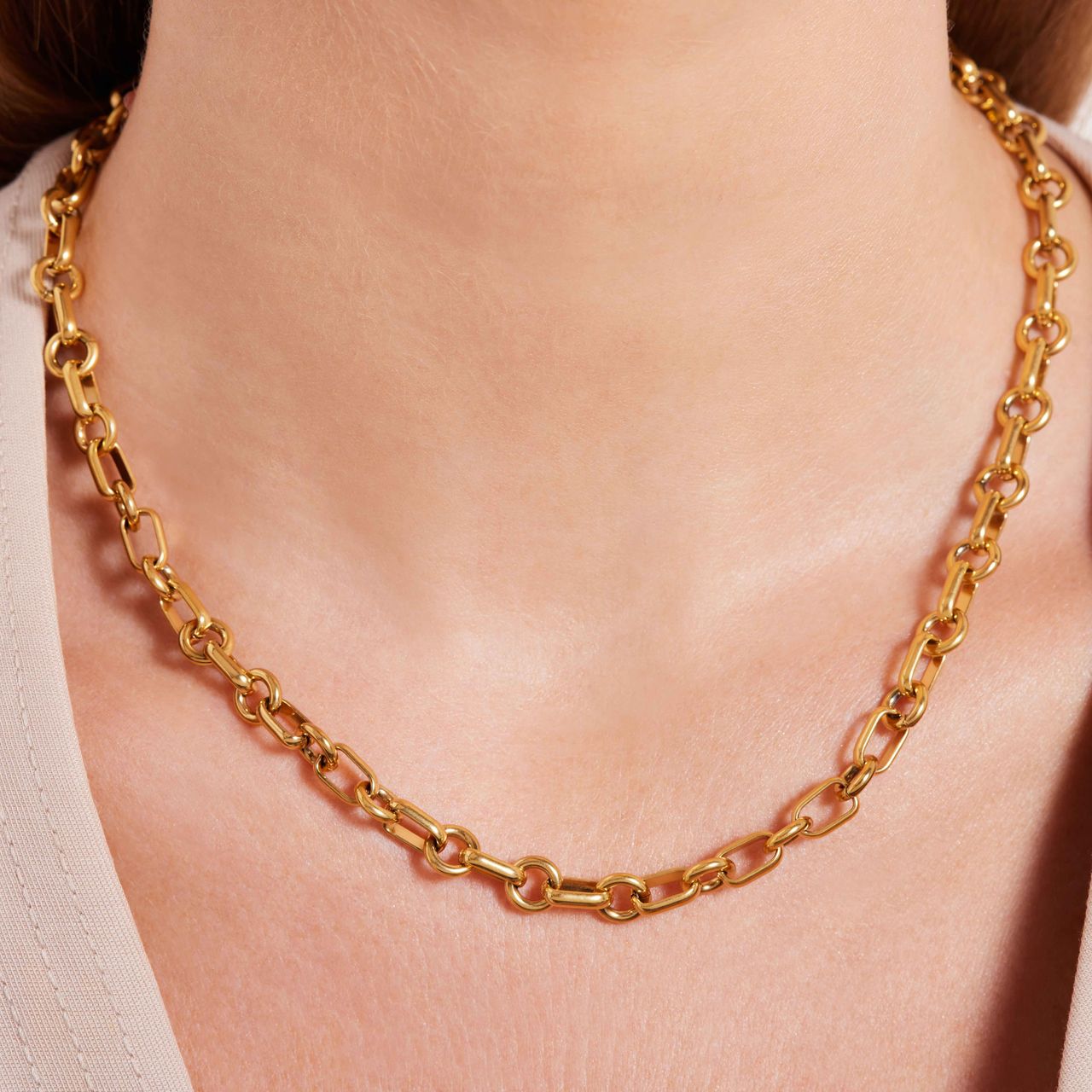 Gerecycled stalen 18 karaat goldplated ketting ines