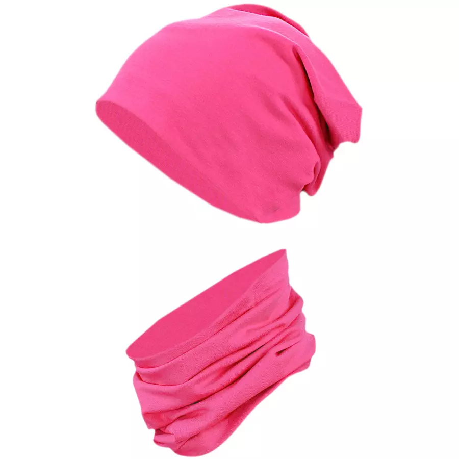 TupTam Unisex Kinder Beanie Mütze Schlauchschal Set dunkelrosa