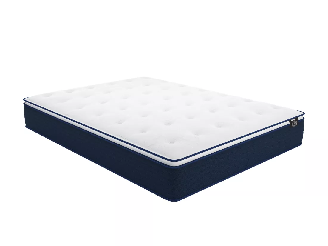 Ensemble 140 x 190 cm sommier coffre naturel clair + matelas ressorts ensachés et surmatelas intégré ép.24cm - ALTIER de YSMÉE