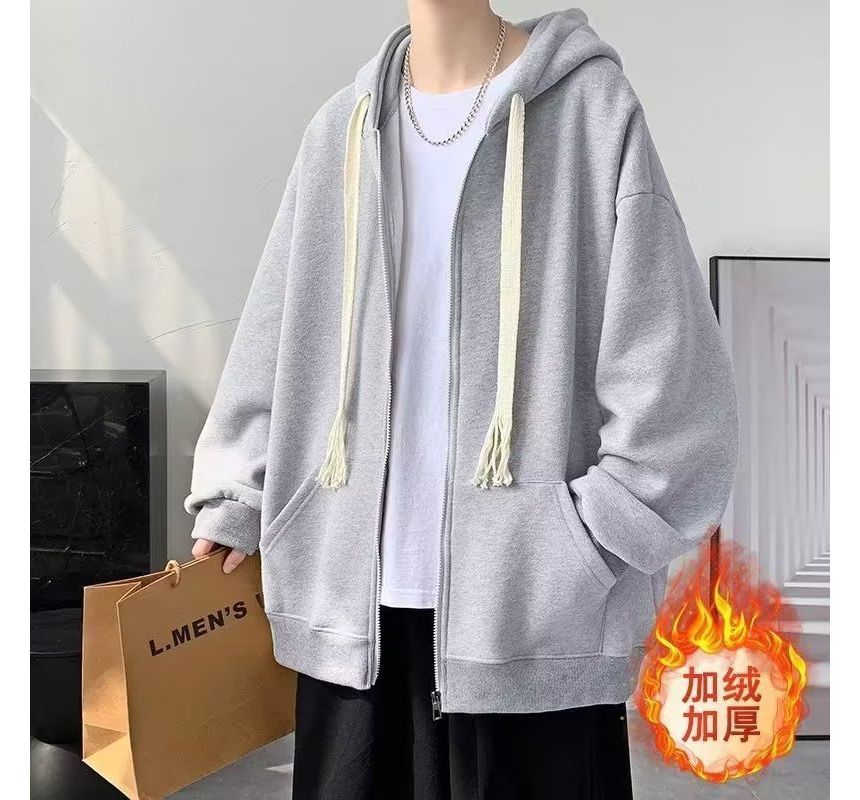Acrius - Effen oversized hoodie met rits / sokken