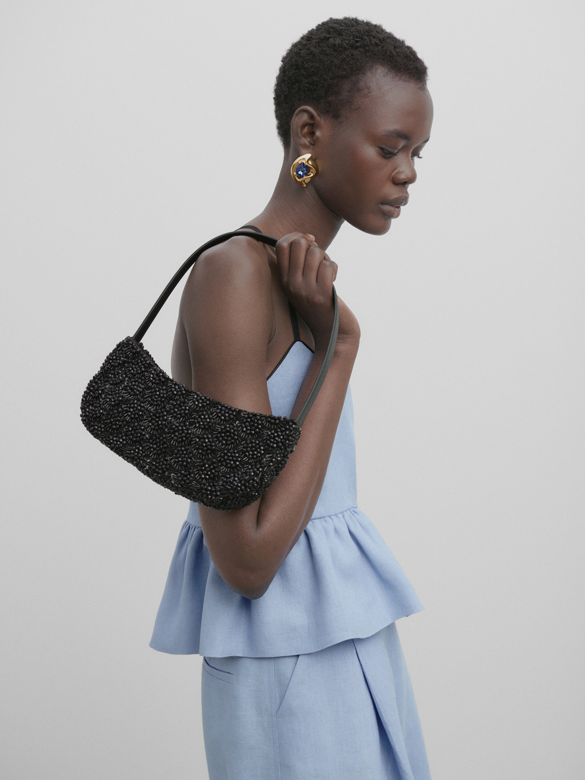 Top peplum Lino - Studio - CELESTE