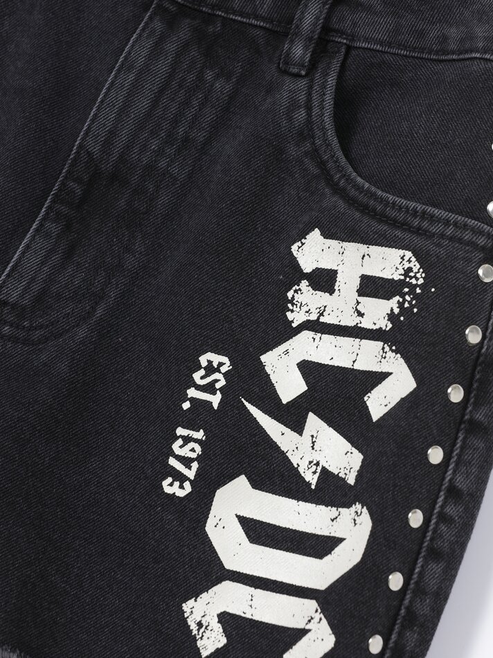 Shorts jeans ACDC - Preto/Branco