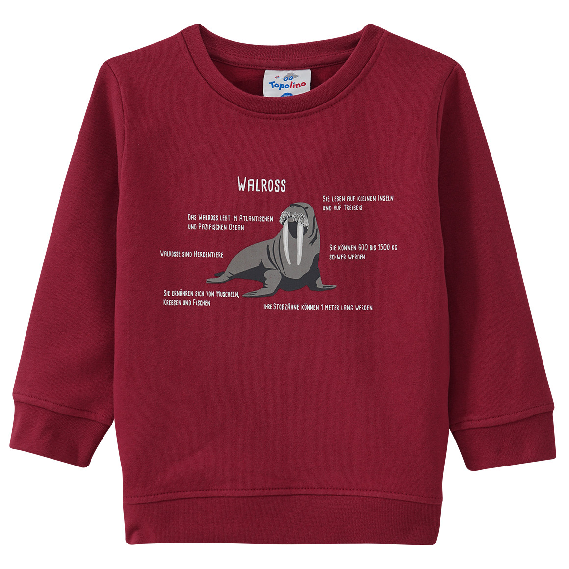 Topolino Kinder Sweatshirt mit Walross-Motiv dunkelrot