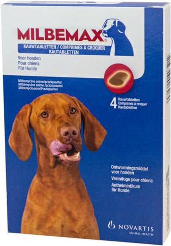 Milbemax - Kauwtabletten - Kipsmaak - 4 Tabl. - Voor Honden Groot