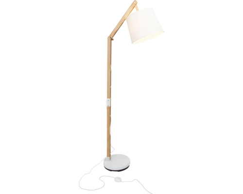 Carlyn 1-lichts staande lamp, Ø 30 cm, grenen/wit