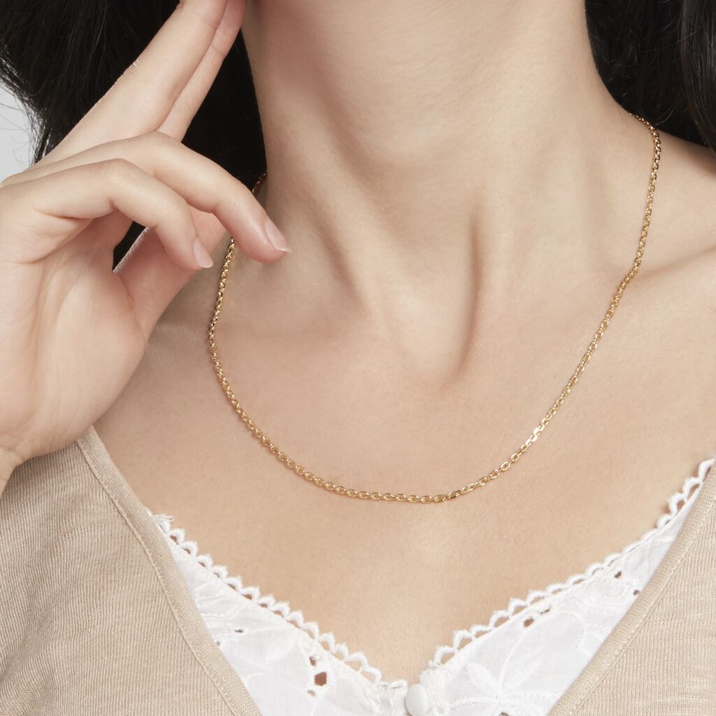 Chaîne Maille Forçat Diamantée Or Jaune