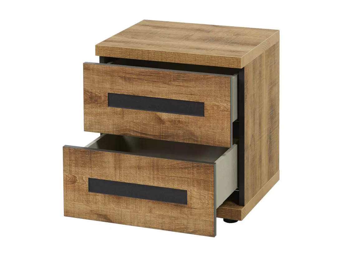 CANDAS - Ensemble Lit 160x200cm + Chevets Effet Bois