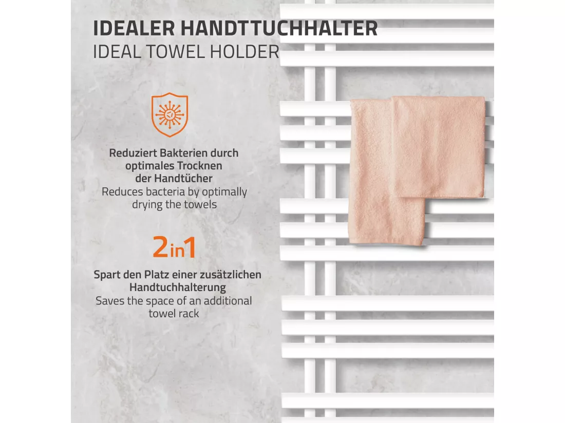 Iron EM Design Radiateur sèche-serviettes électrique 1200W, 600 x 1400 mm, blanc