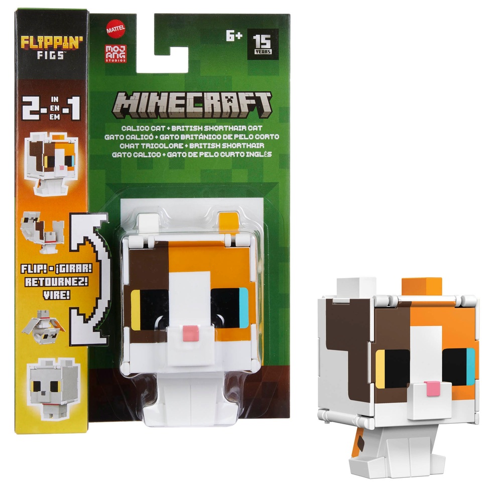 Minecraft 2-in-1 Calico-Katze und Britisch Kurzhaar Katze Flippin Figuren