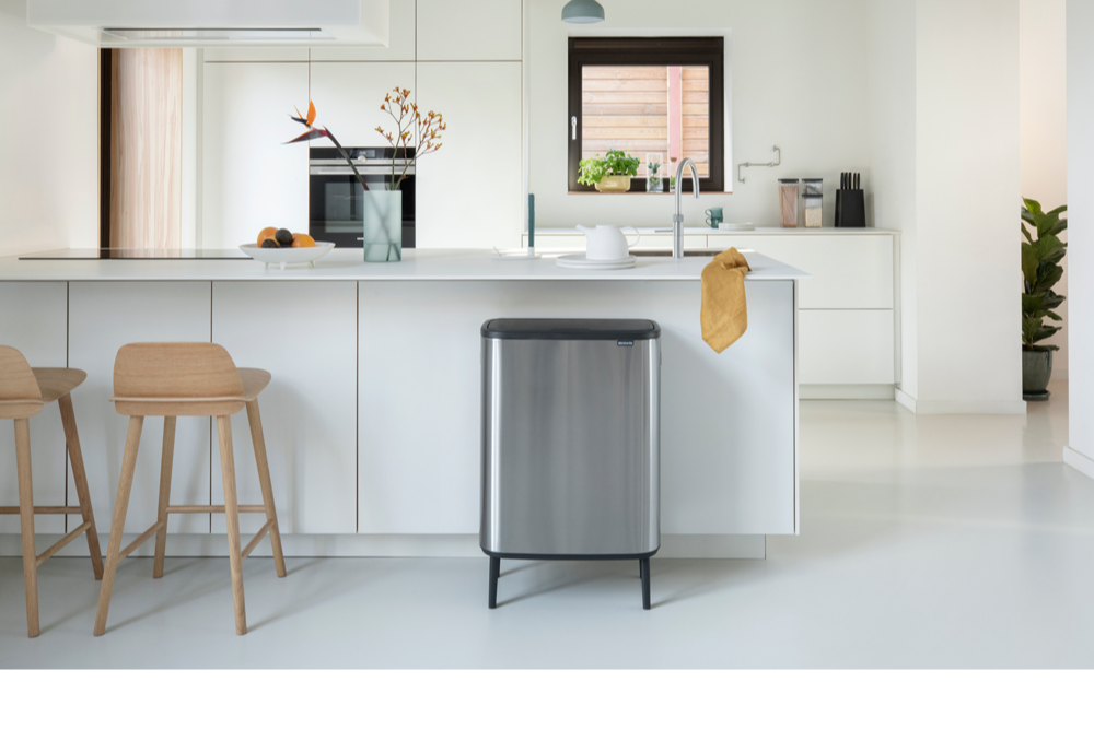 Bo Touch Bin Hi, met 2 binnenemmers, 2 x 30 liter - Matt Steel Fingerp
