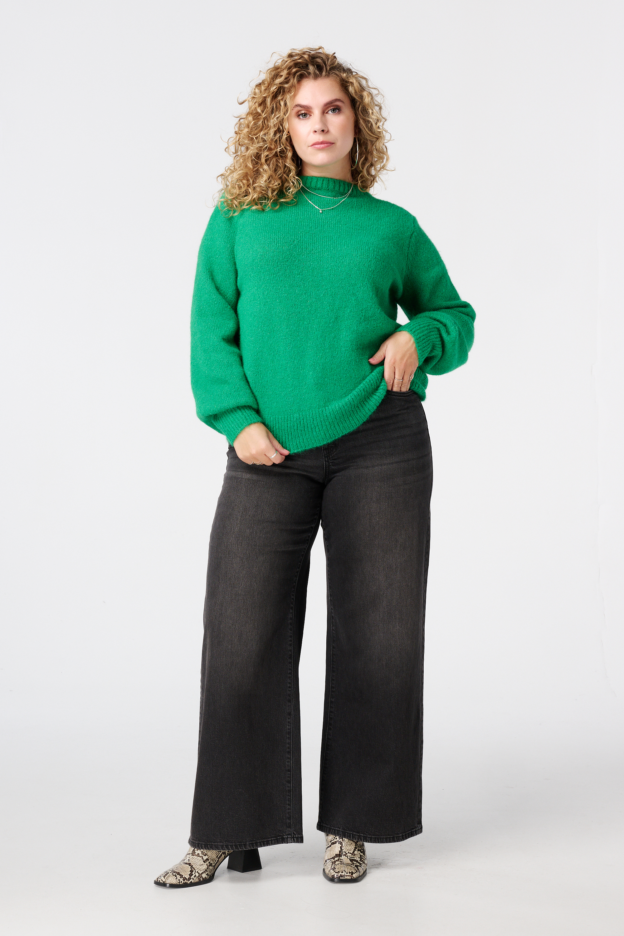 Fijn gebreid vest met knoopsluiting Fel groen