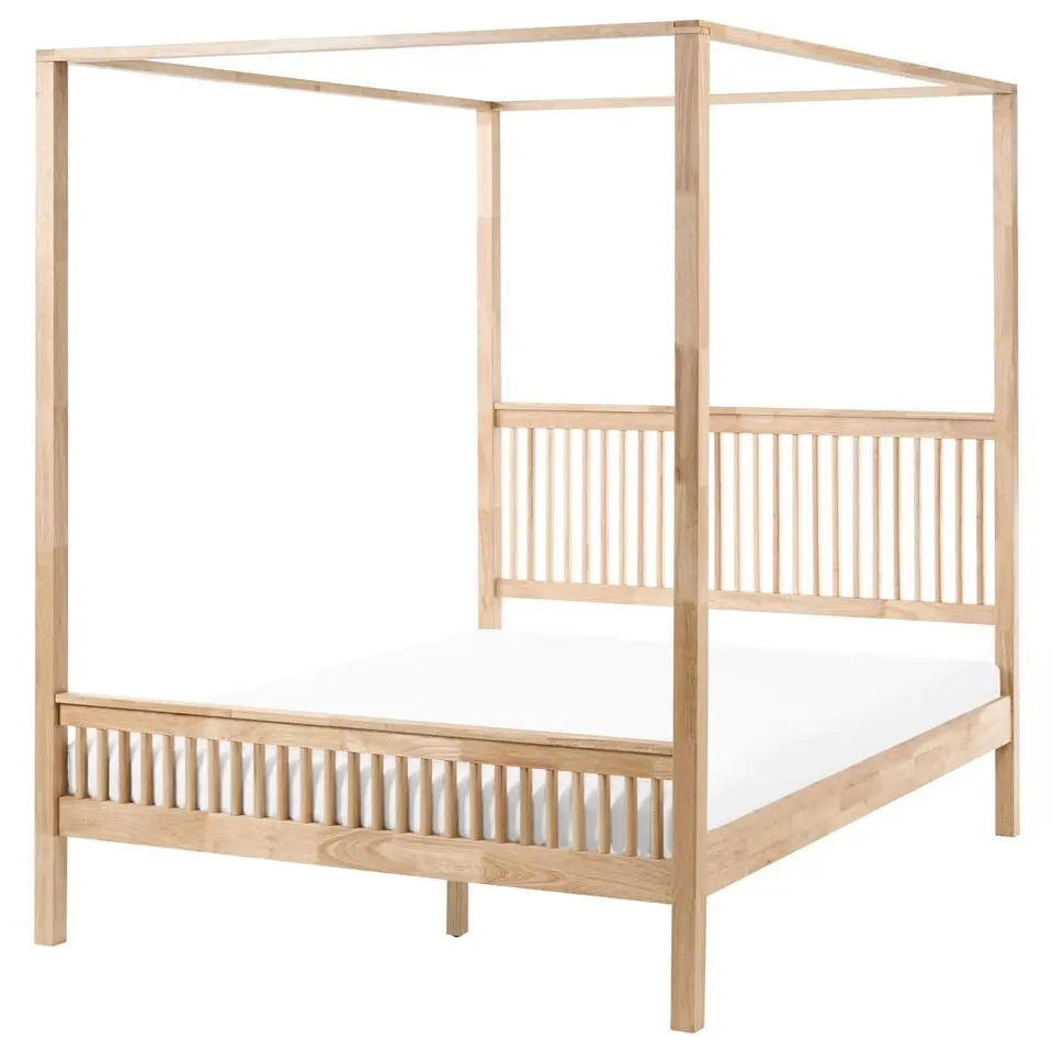HARFLEUR - Hemelbed - Lichtbruin - 160 x 200 cm - Rubberhout