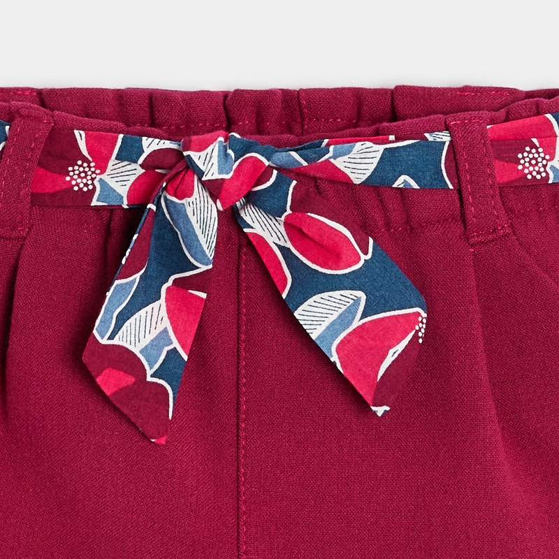 Short chaud ceinture fleurie rose bébé fille