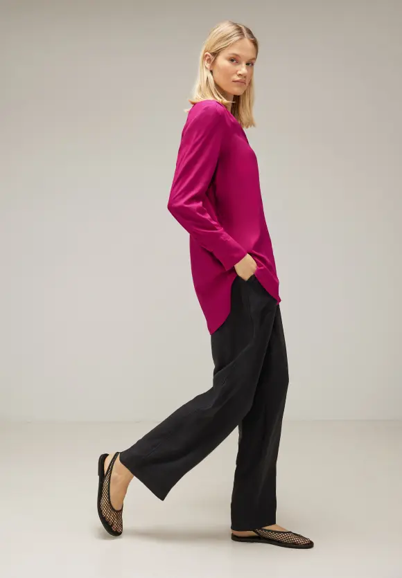 Longbluse in Unifarbe - carmine red