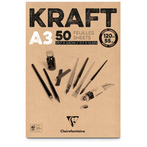 Clairefontaine Kraftpapier-Block, 120 g/qm