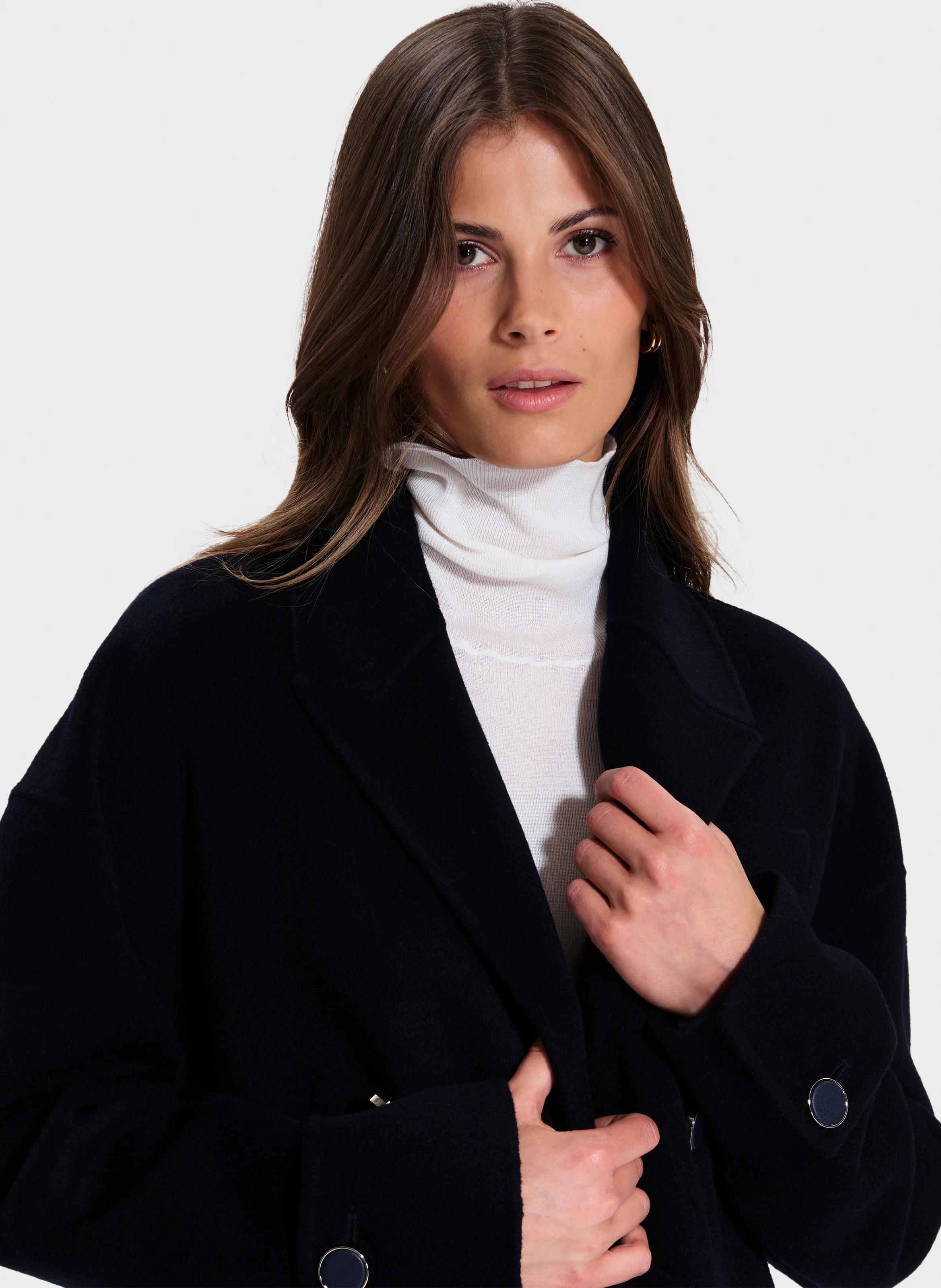 MEMPHIS - Manteau col tailleur en laine mélangée | Bleu