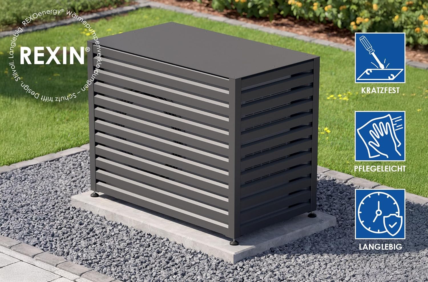 REXOenergy® Wärmepumpenverkleidung, Anthrazit - Rhombus Anthrazit (A)