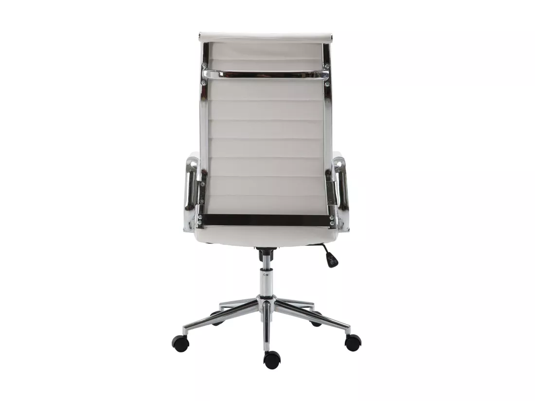 Chaise de bureau - Similicuir & Noyer - Blanc - Kolumbus