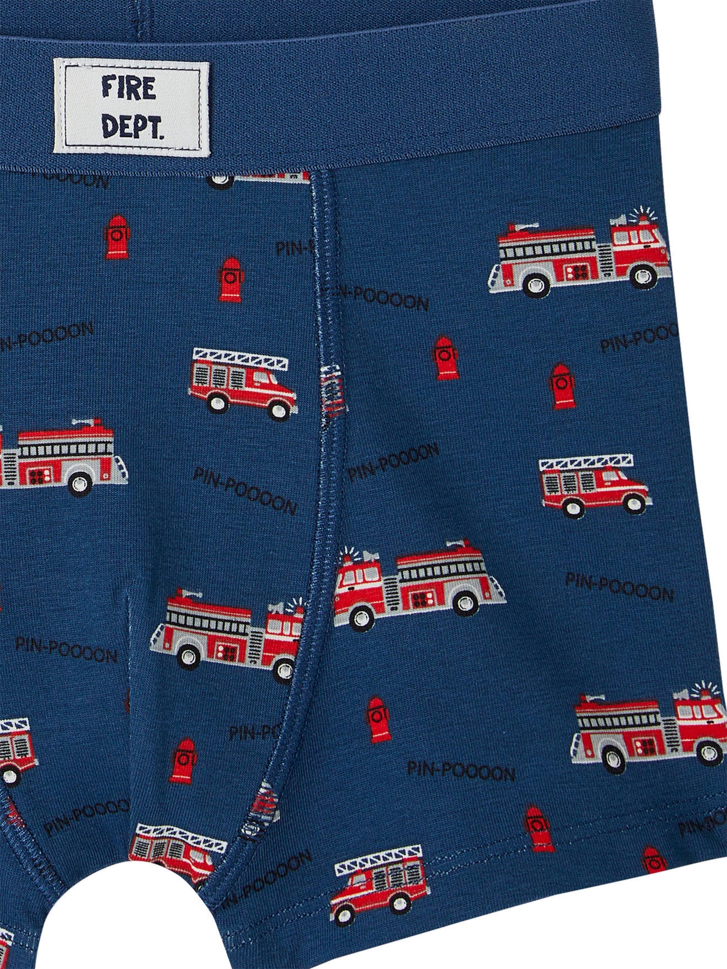 Vertbaudet 5er-Pack Jungen Boxershorts mit Bio-Baumwolle, Feuerwehr aquamarine