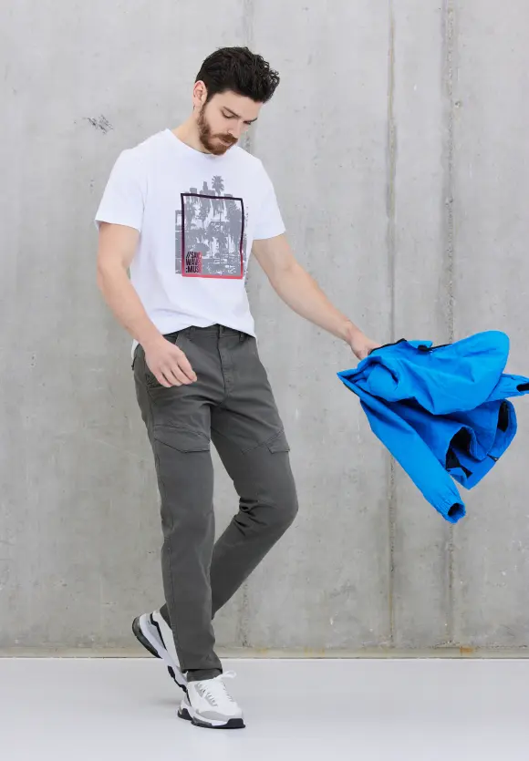 Slim Fit Cargohose - steel grey