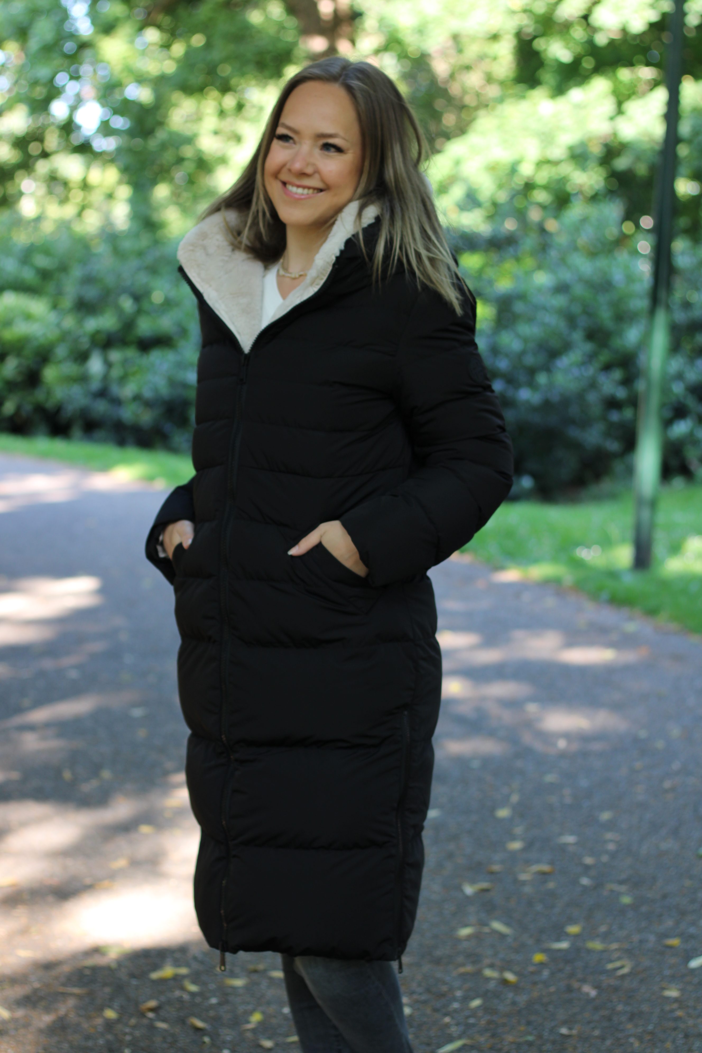 Rino & Pelle - Keila Fur Long Padded Hooded Coat - Black/Stone