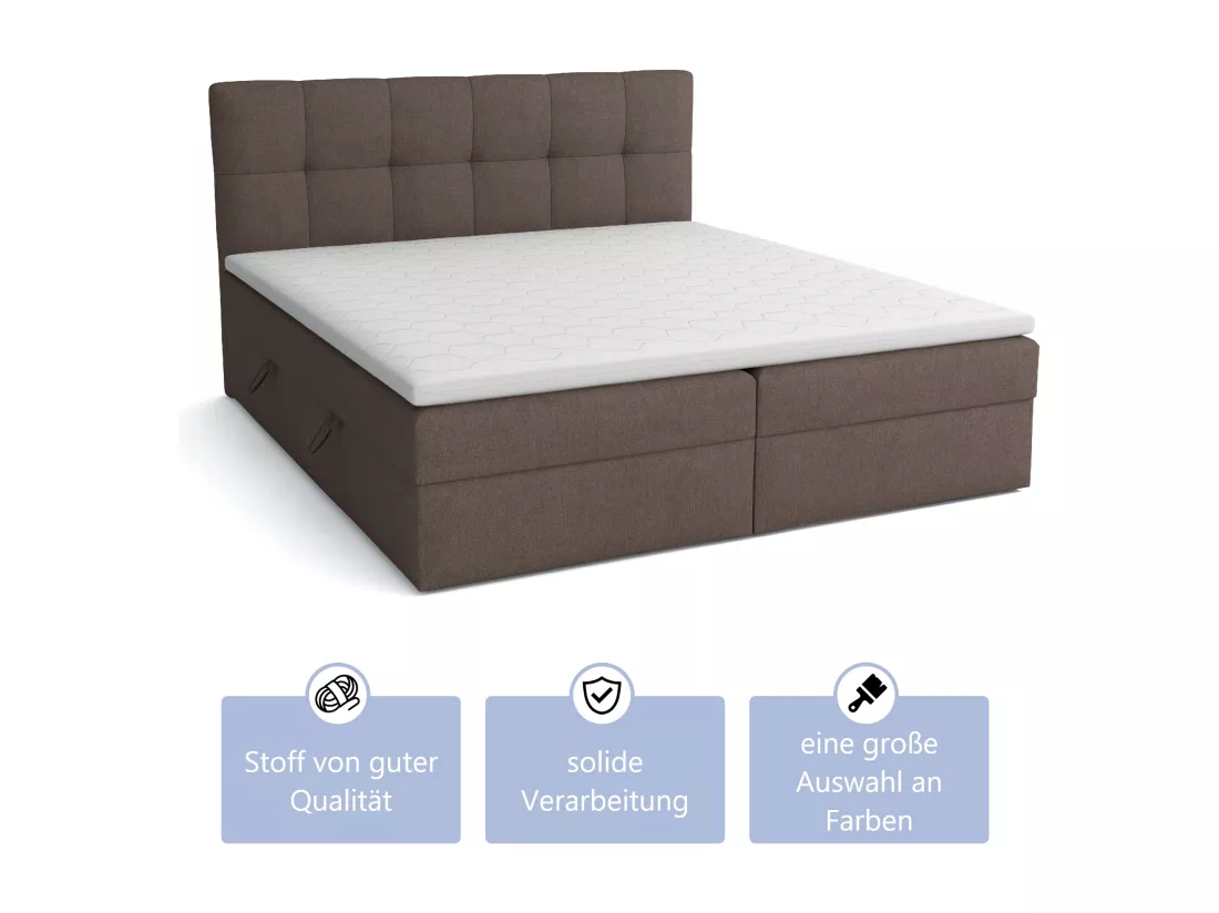LIT BOX avec surmatelas Corino brun 140x200 cm