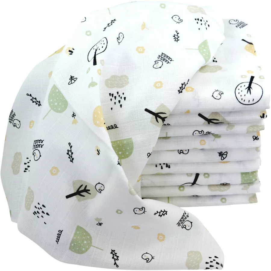 M.M.C. Mullwindel 10 PACK Natur Motive 80x70 cm Mulltücher 10 Bäume