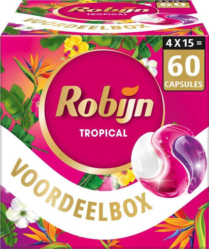 Robijn - Color Tropical - 3-in-1 Wascapsules - 98% Biologisch Afbreekbaar