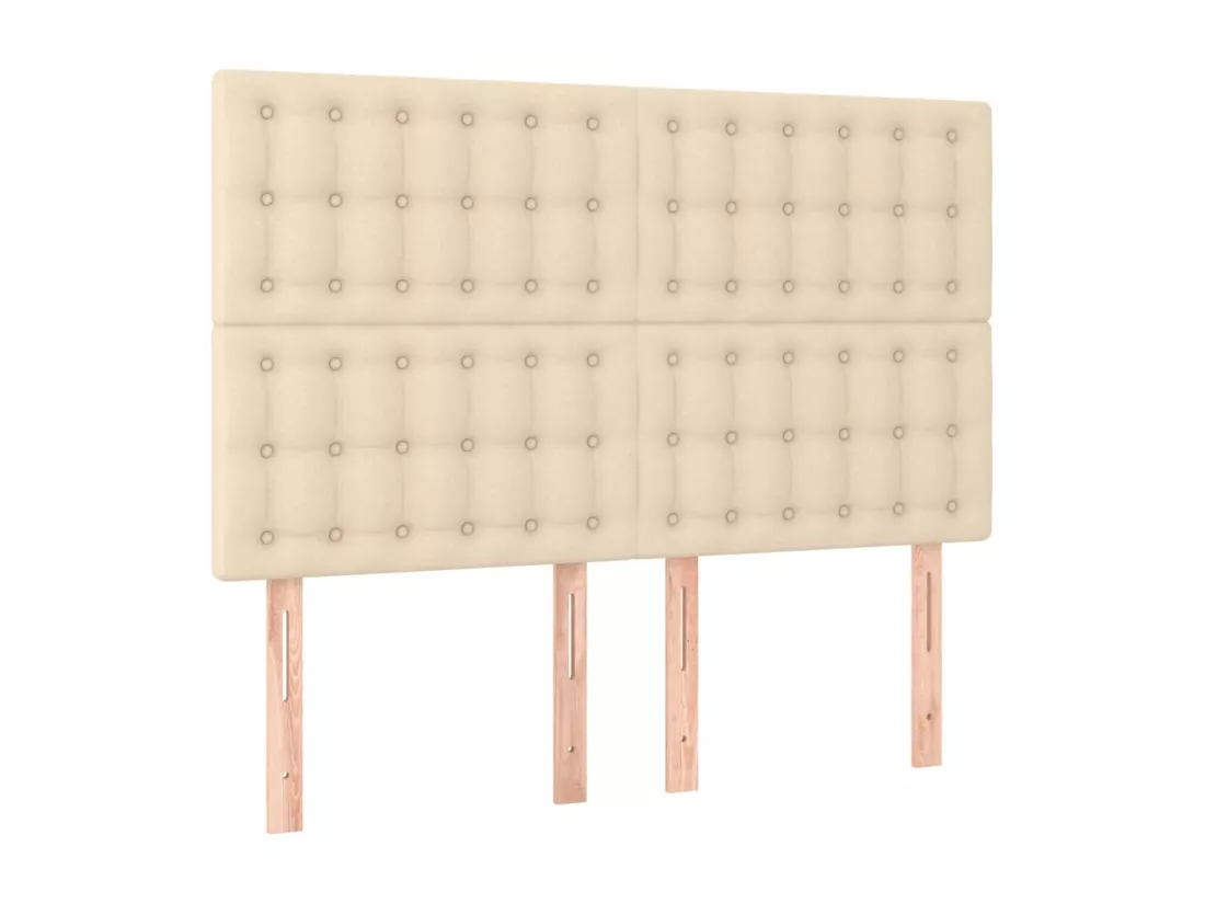 Sommier tapissier avec matelas et LED Crème 140x190 cm Tissu