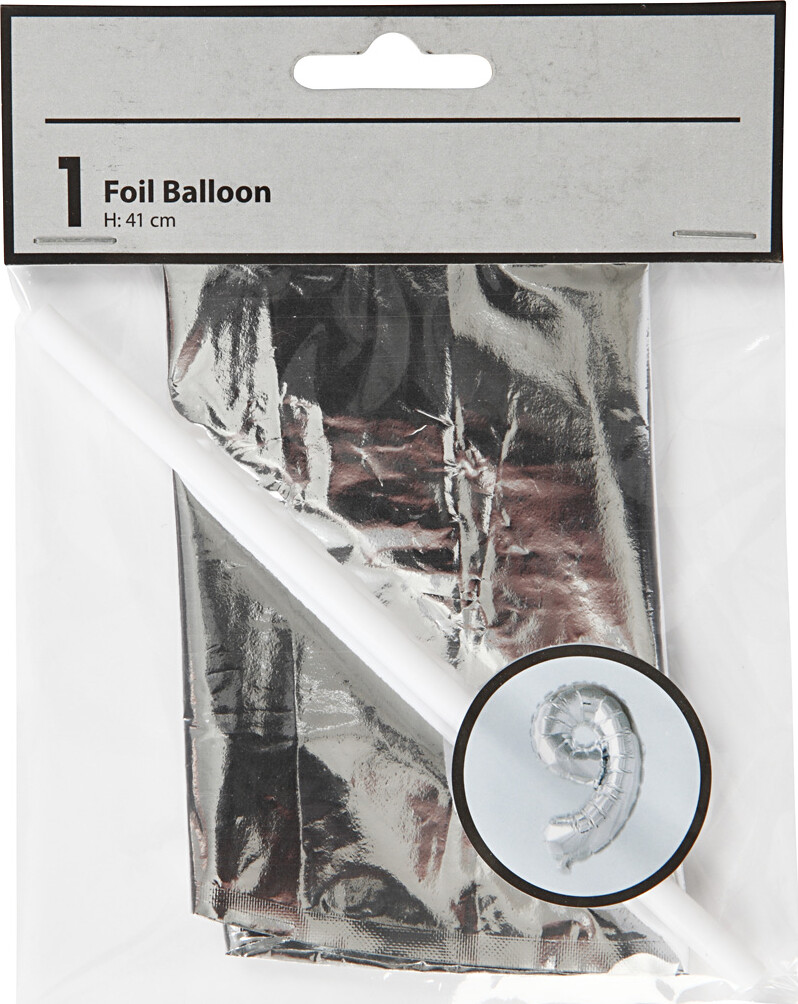 Tal Ballon - Folie - 9 - Sølv - H 41 CM