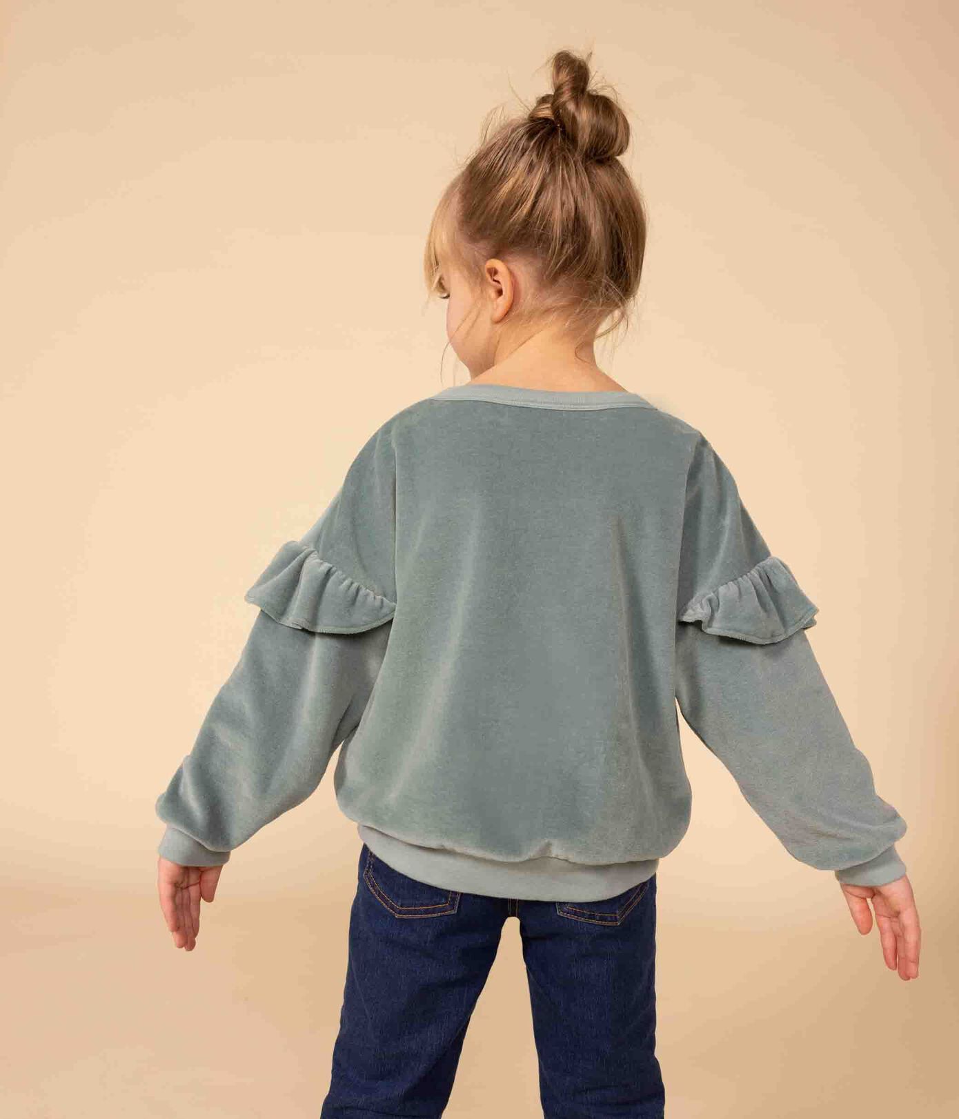 Sweatshirt en bouclette velours unie enfant fille