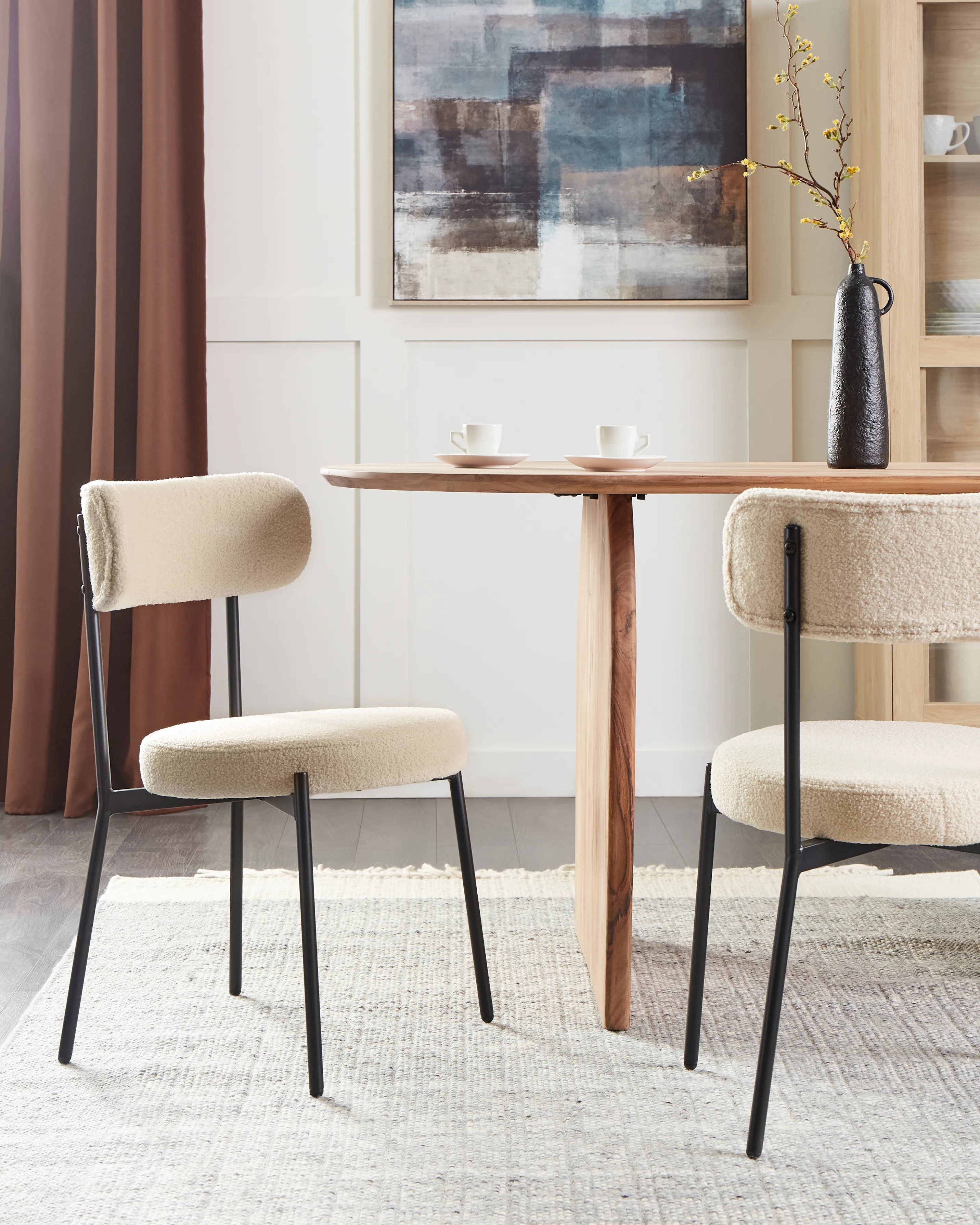 Set van 2 eetkamerstoelen ALLISON Bouclé Lichtbeige