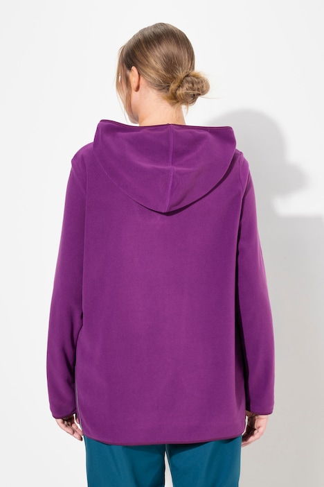 Fleece-Troyer, kurz, Oversized, Kapuze, Langarm, recycelt