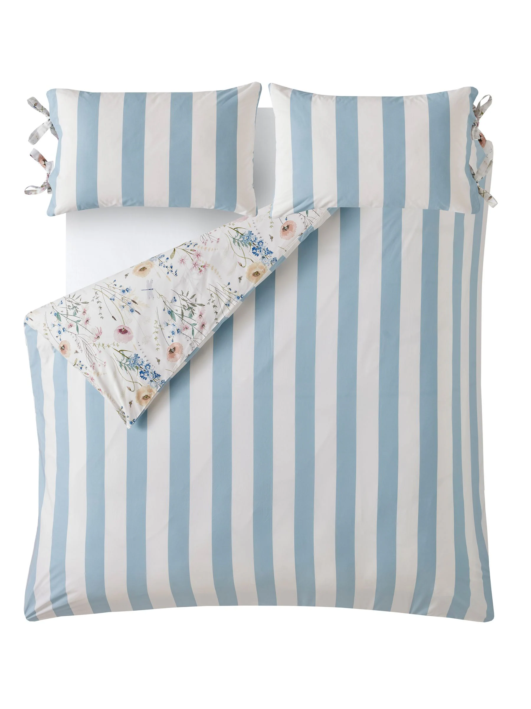 Laura Ashley 100% Cotton Percale 200 Thead Count Alford Meadow Duvet Cover and Pillowcase Set