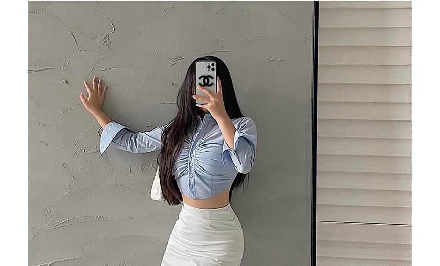 RainGirl - Hoge taille effen midi-rok met rechte pijpen