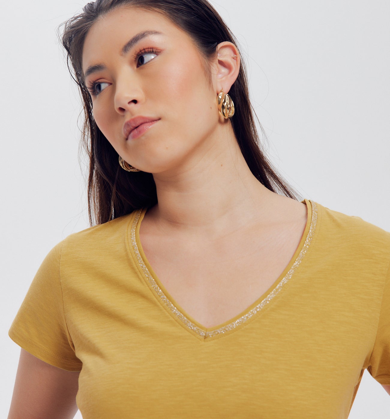 T-shirt col V Femme - TILLEUL CLAIR