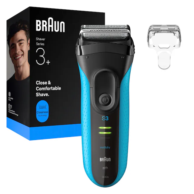 Braun Elektrorasierer »Series 3+ 3040s« 3 flexible Klingen, effizienter MicroComb Mitteltrimmer