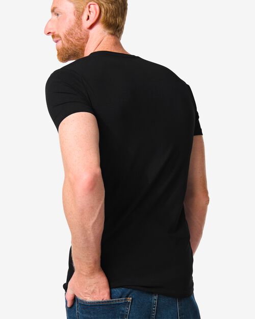 t-shirt homme slim fit col rond noir