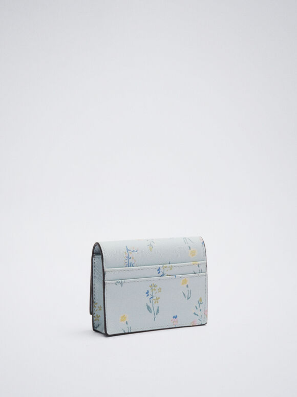 Porta-cartões com estampa floral - Azul