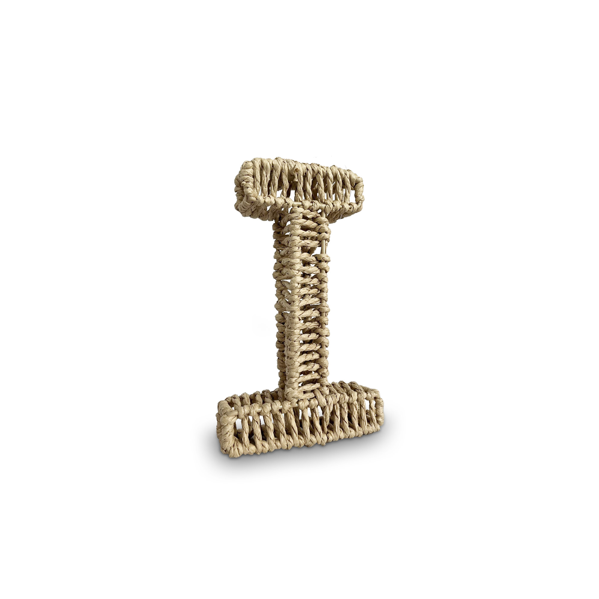Buchstabe 'I' aus Papiergeflecht, braun, H 20,5 cm, B 12,5 cm, L 3,5 cm von fischer's lagerhaus