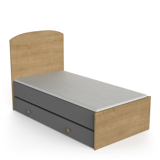 Gabin Lit barreaux   Chêne hamilton / Gris graphite        70 x 140 cm   de               CBA Meubles