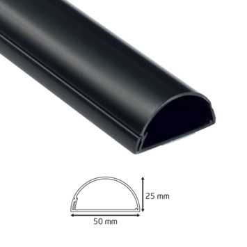 D-line kabelgoot halfrond zwart 50/25 mm 1 meter