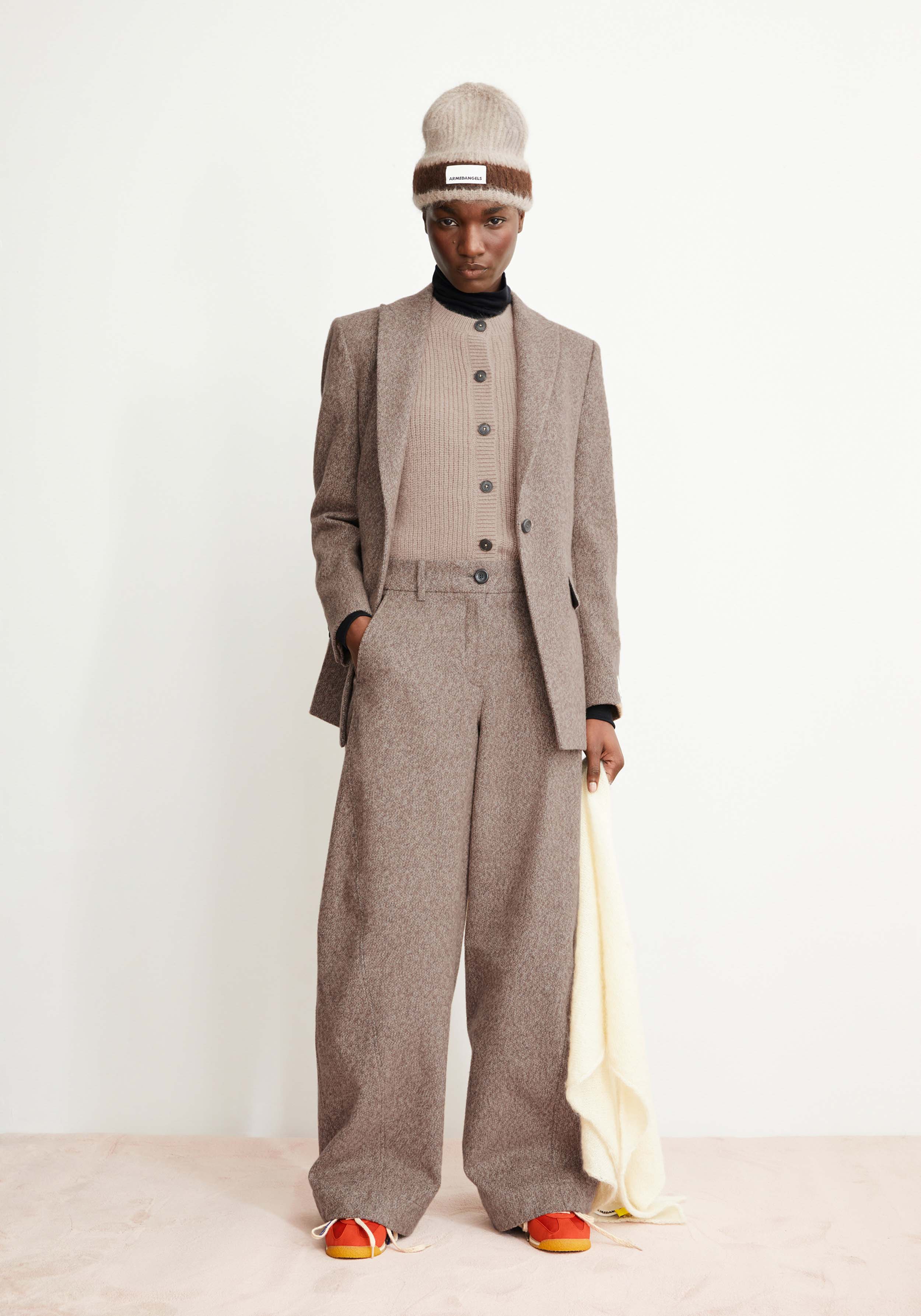 Armedangels Blazer Mikulaa Tweed Pure-Walnut Cream