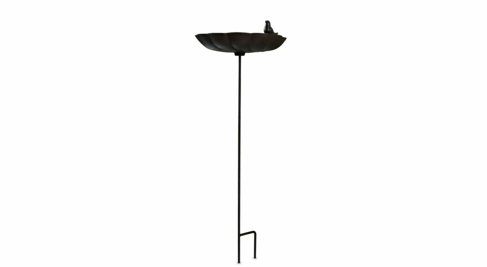 Abreuvoir oiseau sur pied fonte fonte marron 29x26x81cm