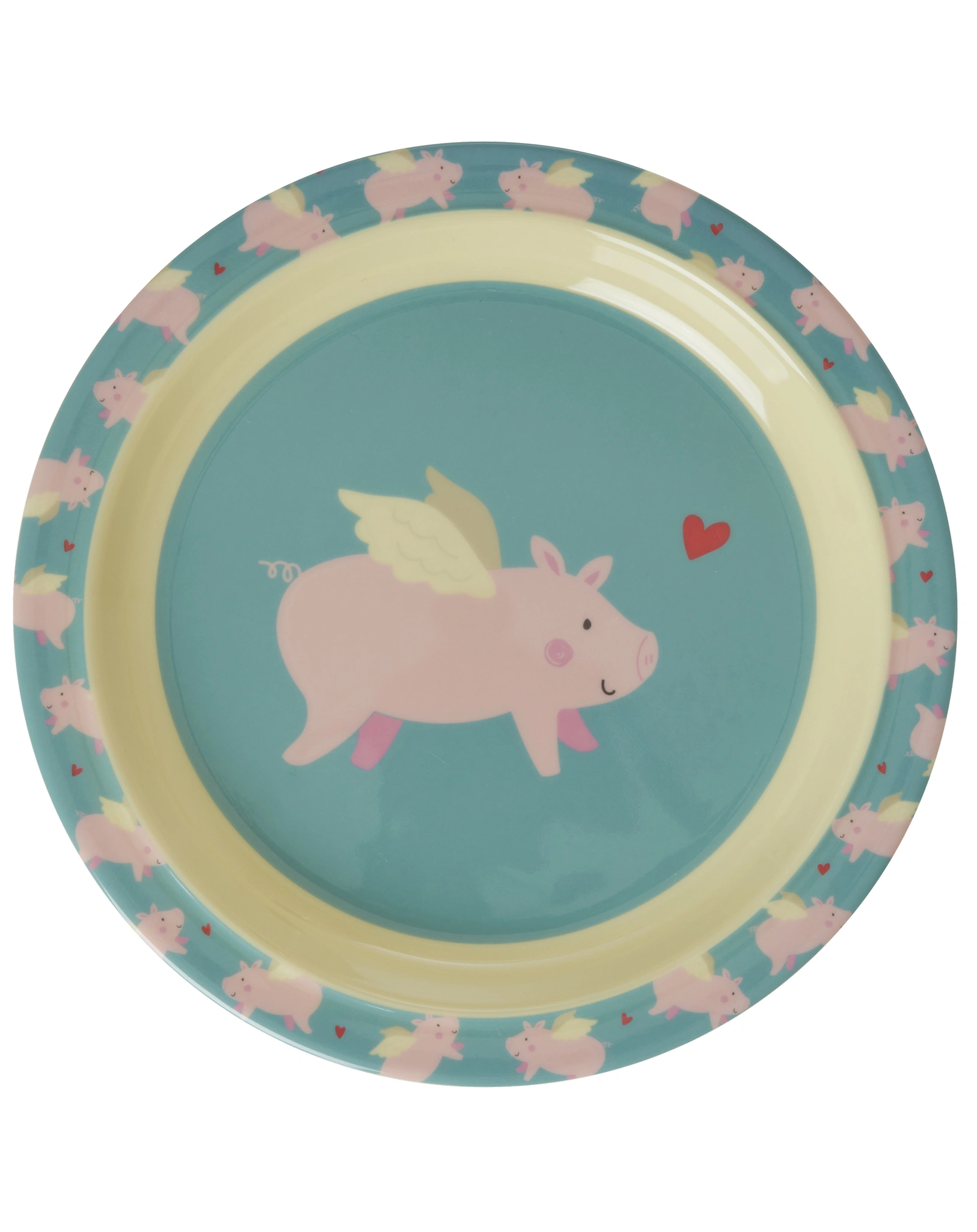 Melamin-Teller flach FLYING PIG in pink