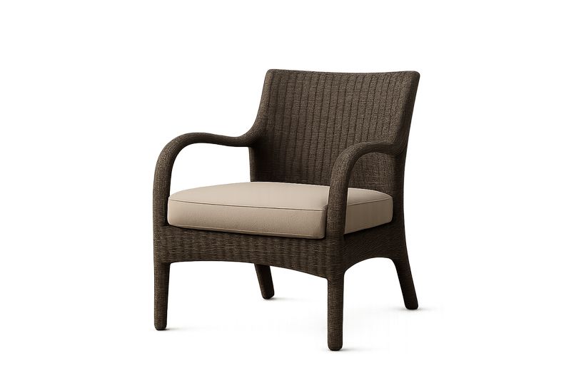 Gartenstuhl in PE-Rattan-Optik, Braun/Beige
