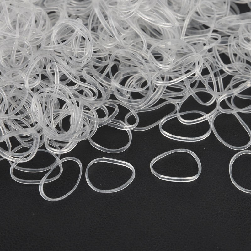 (1000er Set) Ø15mm Elastische Haargummis Mini Gummibänder für Zöpfe / Frisuren - Transparent