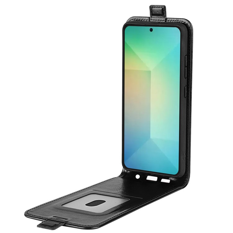 Samsung Galaxy S25  Plus Leder Tasche Flip Cover Vertikal im Retro Look mit Kartenfach - Schwarz