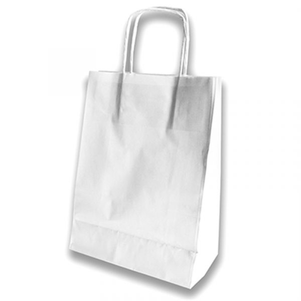 Sacos de Papel Kraft Branco 25x10x32cm 50 Un.