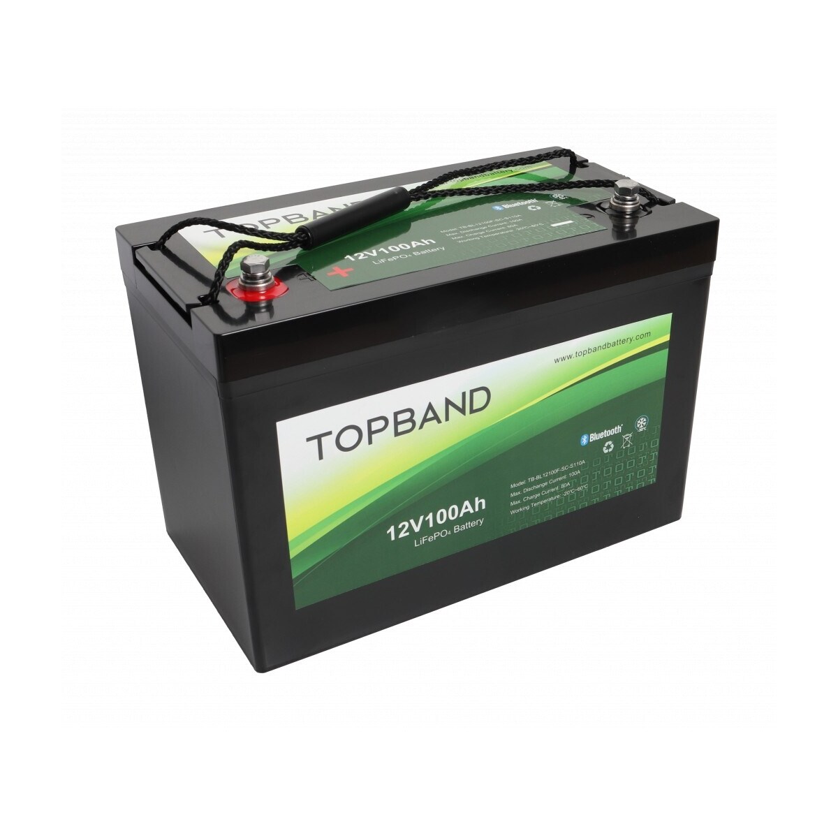 TOPBAND Lithium HEAT PRO - 12V 100AH - 100A BMS - Bluetooth og Varme (TOP-HEAT100150BS)